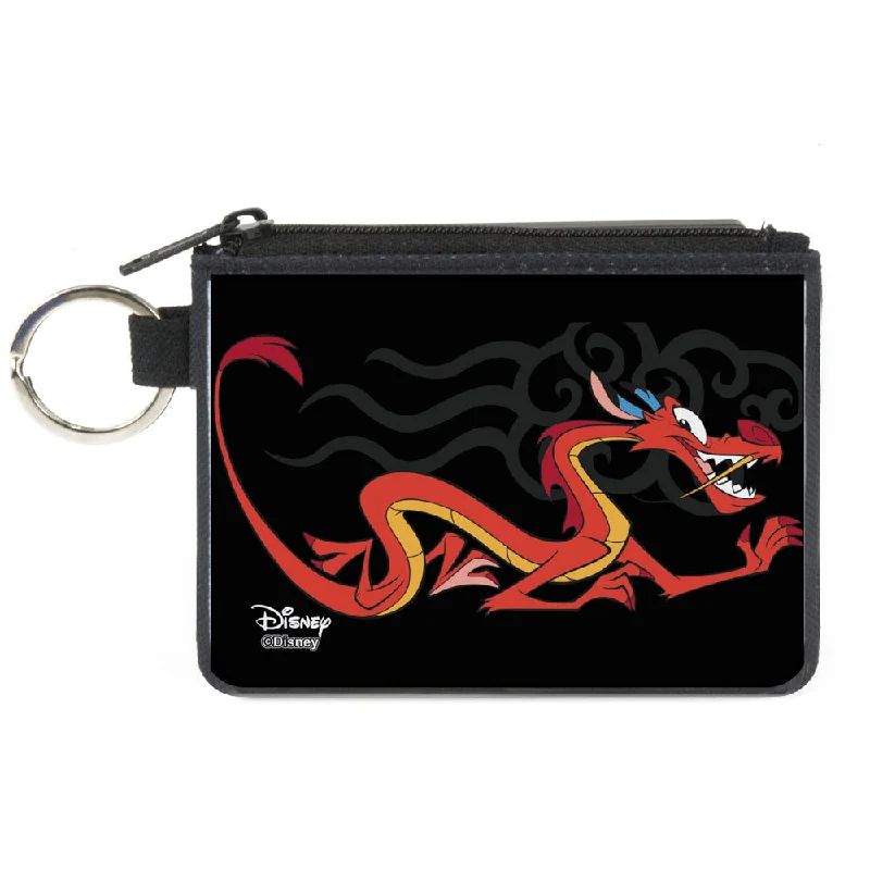 Canvas Zipper Wallet - MINI X-SMALL - Mulan Mushu Dragon Pose Fire Icon Black Gray Best Deals On Premium Handbags Canvas Zipper Wallet - MINI X-SMALL - Mulan Mushu Dragon Pose Fire Icon Black Gray Best Deals On Premium Handbags