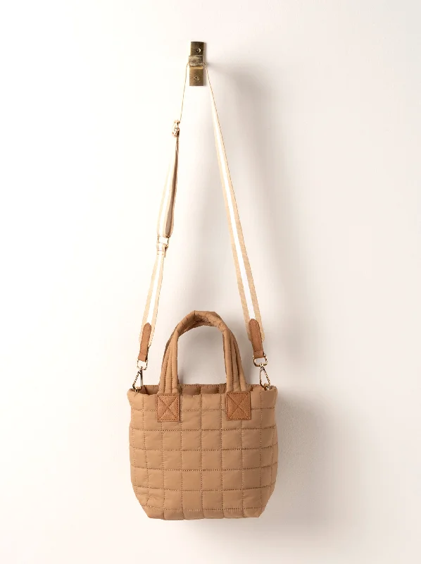 Shiraleah Ezra Quilted Nylon Mini Tote Cross-Body, Tan Designer-Inspired Bags At Reduced Prices Shiraleah Ezra Quilted Nylon Mini Tote Cross-Body, Tan Designer-Inspired Bags At Reduced Prices