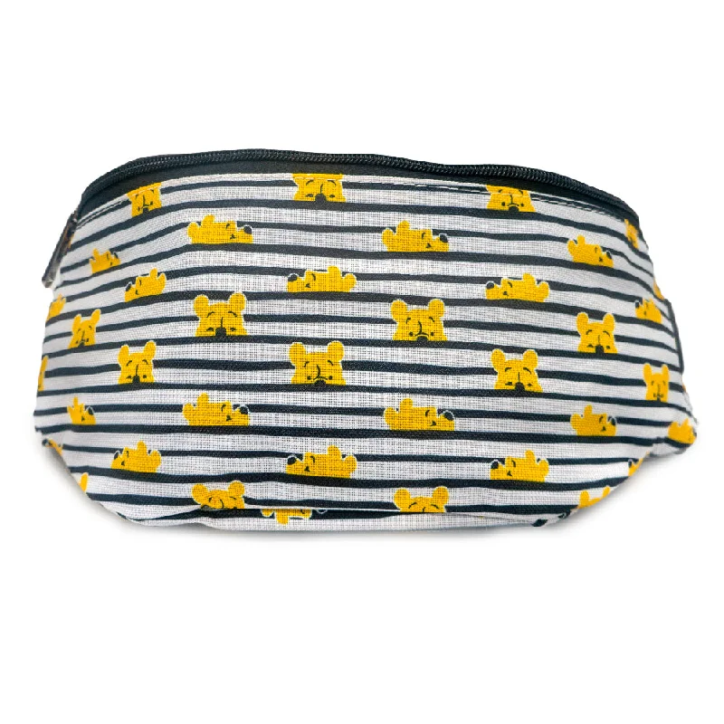 Fanny Pack - Winnie the Pooh Peeking Stripes White Black Trendy Handbags, Limited-Time Sale Fanny Pack - Winnie the Pooh Peeking Stripes White Black Trendy Handbags, Limited-Time Sale