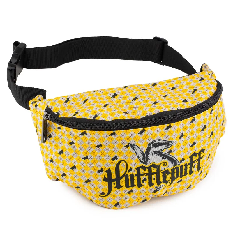 Fanny Pack - Harry Potter Hufflepuff Badger with Shield Argyle Gray Yellow Elegant Bags, Limited Stock Fanny Pack - Harry Potter Hufflepuff Badger with Shield Argyle Gray Yellow Elegant Bags, Limited Stock