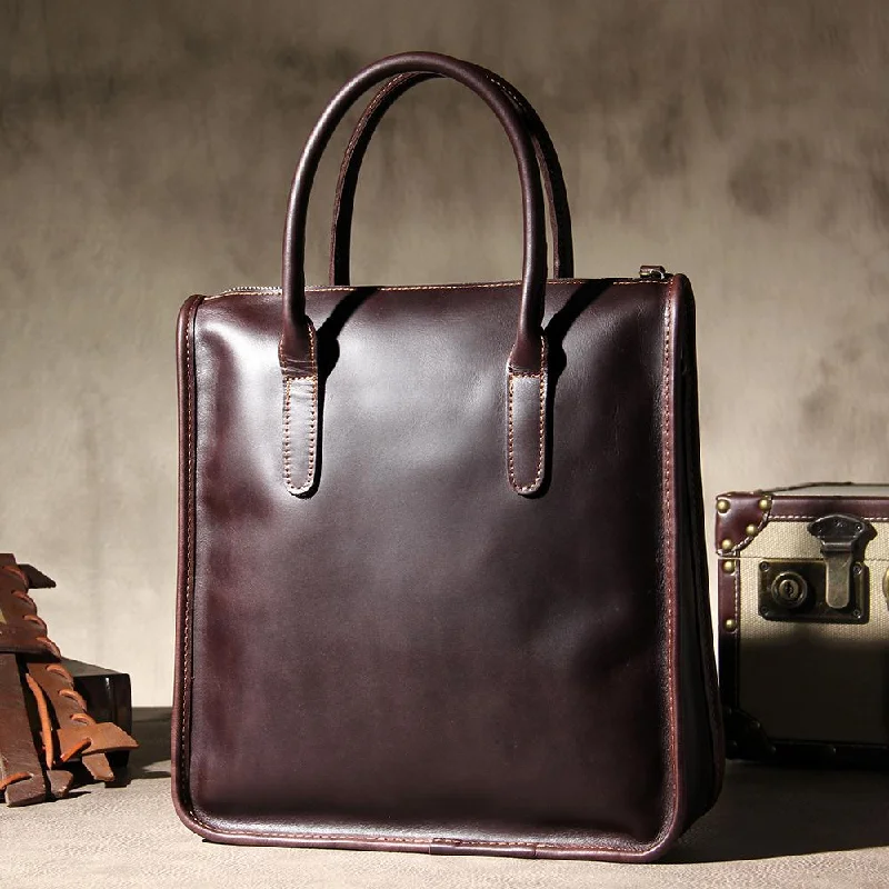 Genuine Leather Mens Coffee Cool Handbag Briefcase Shoulder Bag Work Bag Business Bag for men Trendy Purses With Limited-Time Offers