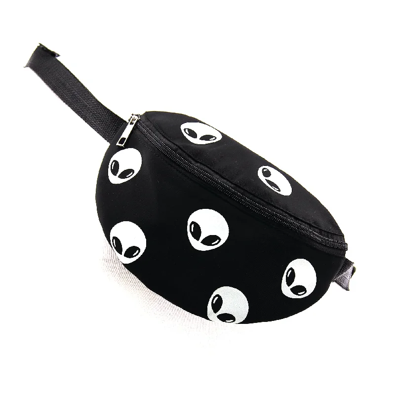 Glow in the Dark Alien Fanny Pack in Canvas Material Handbag Deals You'll Love