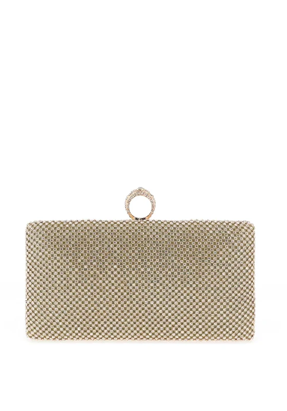 Zen Collection Diamante Woven Ring Clasp Clutch Bag, Gold Premium Quality Bags, Budget Prices Zen Collection Diamante Woven Ring Clasp Clutch Bag, Gold Premium Quality Bags, Budget Prices
