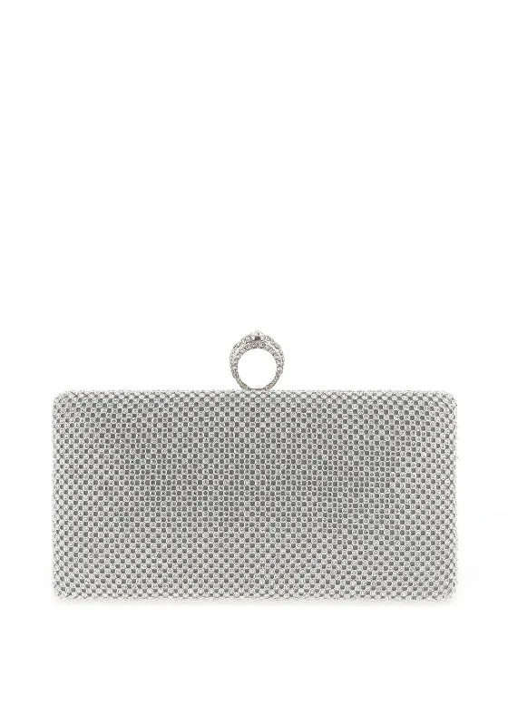 Zen Collection Diamante Woven Ring Clasp Clutch Bag, Silver Trendy Purses With Limited-Time Offers Zen Collection Diamante Woven Ring Clasp Clutch Bag, Silver Trendy Purses With Limited-Time Offers