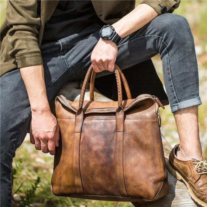 Handmade Genuine Leather Vintage Mens Brown Gray Cool Handbag Briefcase Work Bag Business Bag for men Stylish Handbags With Exclusive Online Discounts Handmade Genuine Leather Vintage Mens Brown Gray Cool Handbag Briefcase Work Bag Business Bag for men Stylish Handbags With Exclusive Online Discounts