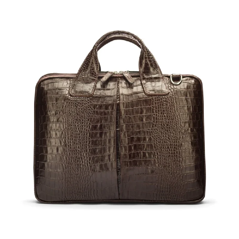 Kingston Leather 13” Laptop Briefcase - Brown Croc Everyday Handbags At Wallet-Friendly Rates Kingston Leather 13” Laptop Briefcase - Brown Croc Everyday Handbags At Wallet-Friendly Rates