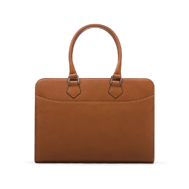 Ladies Leather Trinity 13" Laptop Briefcase - Tan Trendy And Timeless Handbags Now On Sale