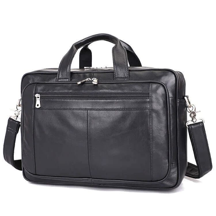 Large Capacity Black Leather Business Travel Laptop Bag Briefcase Shoulder Bags, Crossbody Bags, And More On Sale
