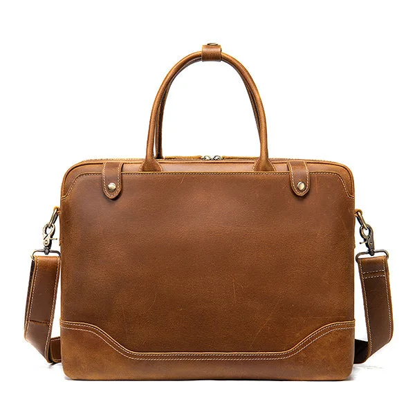 Vintage Crazy Horse Genuine Leather Briefcase Must-Have Bags With Big Savings