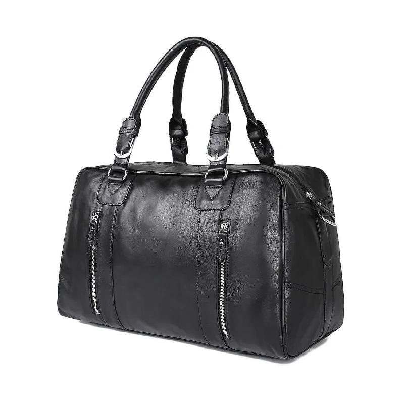 Black Premium Leather Duffle Bag 29L Fashionable Bags With Special Seasonal Offers