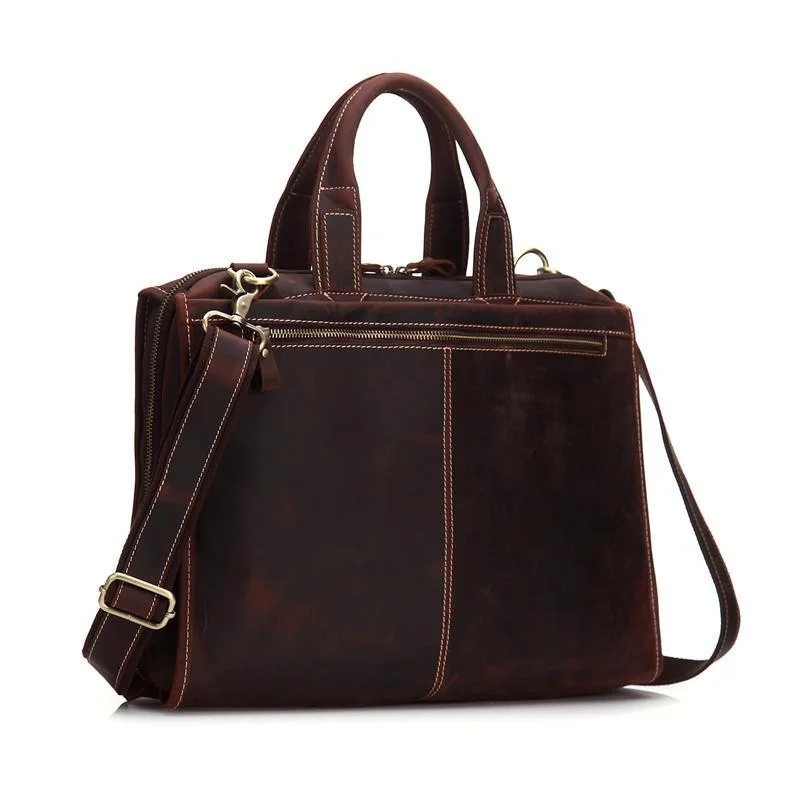 Vintage Leather Mens Briefcase Work Briefcase Business Briefcase Laptop Briefcase For Men Everyday Bags, Budget-Friendly Vintage Leather Mens Briefcase Work Briefcase Business Briefcase Laptop Briefcase For Men Everyday Bags, Budget-Friendly