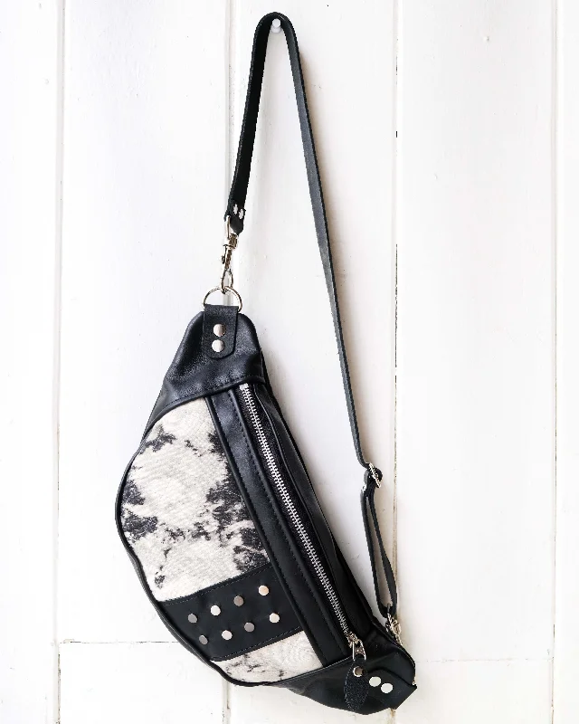 Mini Tabitha: Black and White Bleached Denim II Fashion Bags With Huge Discounts