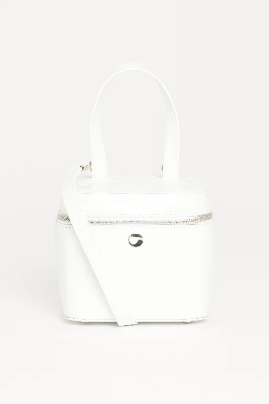 Optic White Croc Embossed Leather Preowned Mini Vanit-e Bag Chic And Affordable Bags – Grab Yours Today Optic White Croc Embossed Leather Preowned Mini Vanit-e Bag Chic And Affordable Bags – Grab Yours Today