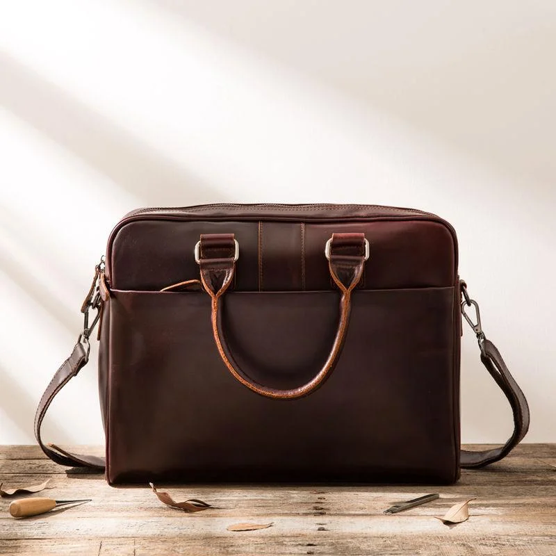 Red Brown Leather Mens Briefcase Work Bag Laptop Bag Business Bag for Men Designer Bags At Lower Prices Red Brown Leather Mens Briefcase Work Bag Laptop Bag Business Bag for Men Designer Bags At Lower Prices