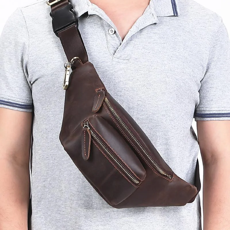 Coffee Leather Crossbody Fanny Pack Leather Bumbag Leather Hip Pack for Men Statement Bags With Exclusive Savings Coffee Leather Crossbody Fanny Pack Leather Bumbag Leather Hip Pack for Men Statement Bags With Exclusive Savings