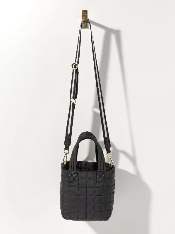 Shiraleah Ezra Quilted Nylon Mini Tote Cross-Body, Black Designer Bags At Lower Prices Shiraleah Ezra Quilted Nylon Mini Tote Cross-Body, Black Designer Bags At Lower Prices