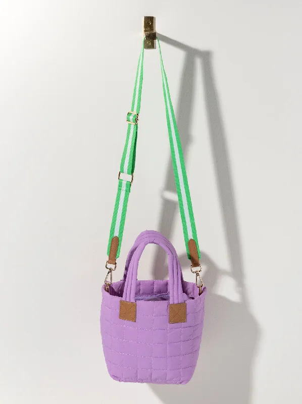 Shiraleah Ezra Quilted Nylon Mini Tote Cross-Body, Lilac Everyday Handbags At Wallet-Friendly Rates
