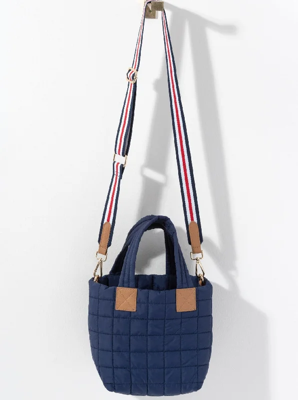 Shiraleah Ezra Quilted Nylon Mini Tote Cross-Body, Navy Luxury Totes, Affordable Prices Shiraleah Ezra Quilted Nylon Mini Tote Cross-Body, Navy Luxury Totes, Affordable Prices