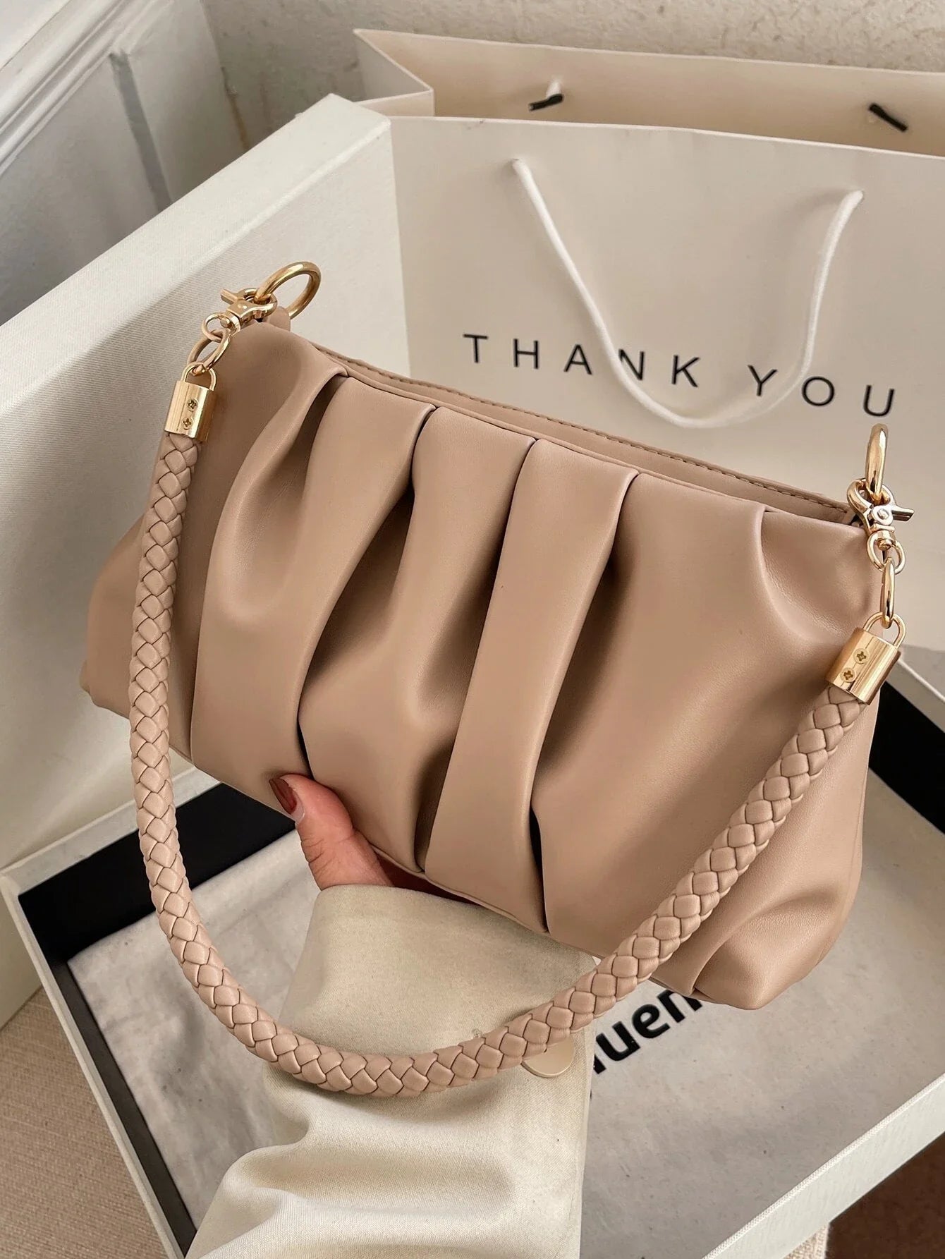 SHEIN Minimalist Ruched Bag Statement Bags With Exclusive Savings