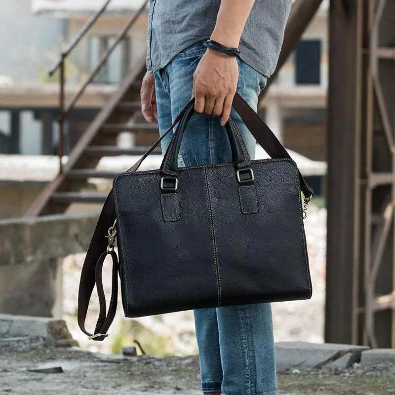 Vintage Black Leather Mens Briefcases Work Bag Laptop Bag Business Bag for Men Designer Bags At Exclusive Clearance Prices Vintage Black Leather Mens Briefcases Work Bag Laptop Bag Business Bag for Men Designer Bags At Exclusive Clearance Prices