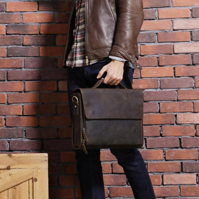 Vintage Coffee Leather Mens Briefcases Work Bag Laptop Bag Business Bag for Men Modern Handbags With Stylish Discounts Vintage Coffee Leather Mens Briefcases Work Bag Laptop Bag Business Bag for Men Modern Handbags With Stylish Discounts