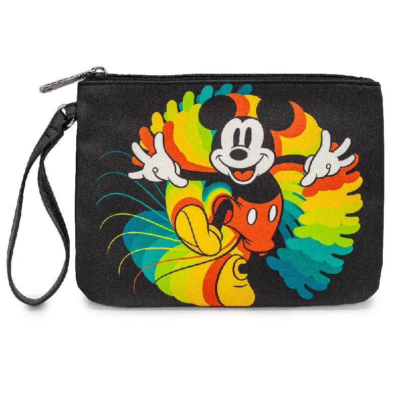 Women's Wallet Single Pocket Wristlet - Mickey Mouse Action Pose Trails Black Multi Color Must-Have Bags At Irresistible Discounts Women's Wallet Single Pocket Wristlet - Mickey Mouse Action Pose Trails Black Multi Color Must-Have Bags At Irresistible Discounts