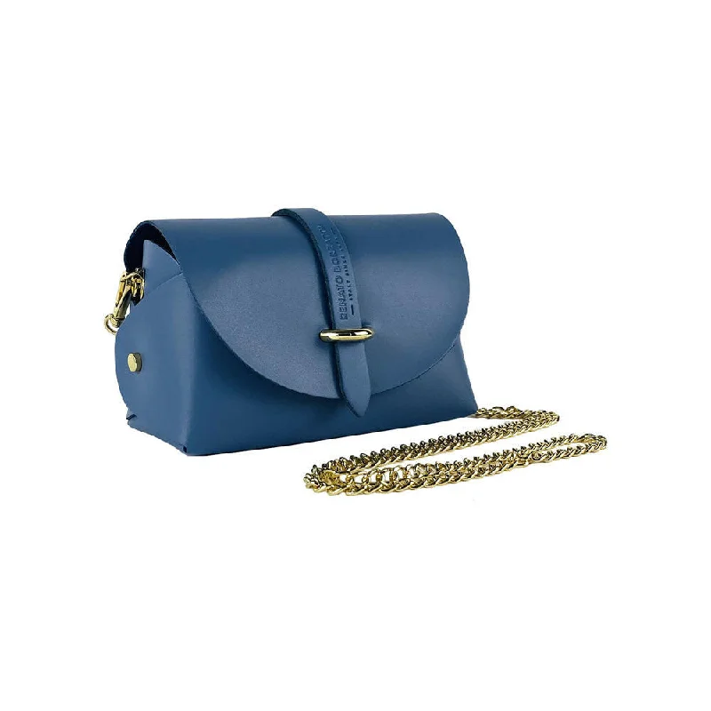RB1001P | Small bag in genuine leather with removable shoulder strap and shiny gold metal closure loop - Avio color Luxury Bags, Budget Prices