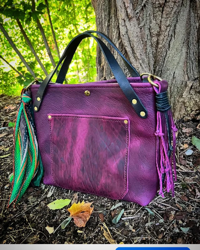 Crissy Grab Bag in Grape Bison with Black Horween Handles Statement Bags, Shop Today Crissy Grab Bag in Grape Bison with Black Horween Handles Statement Bags, Shop Today