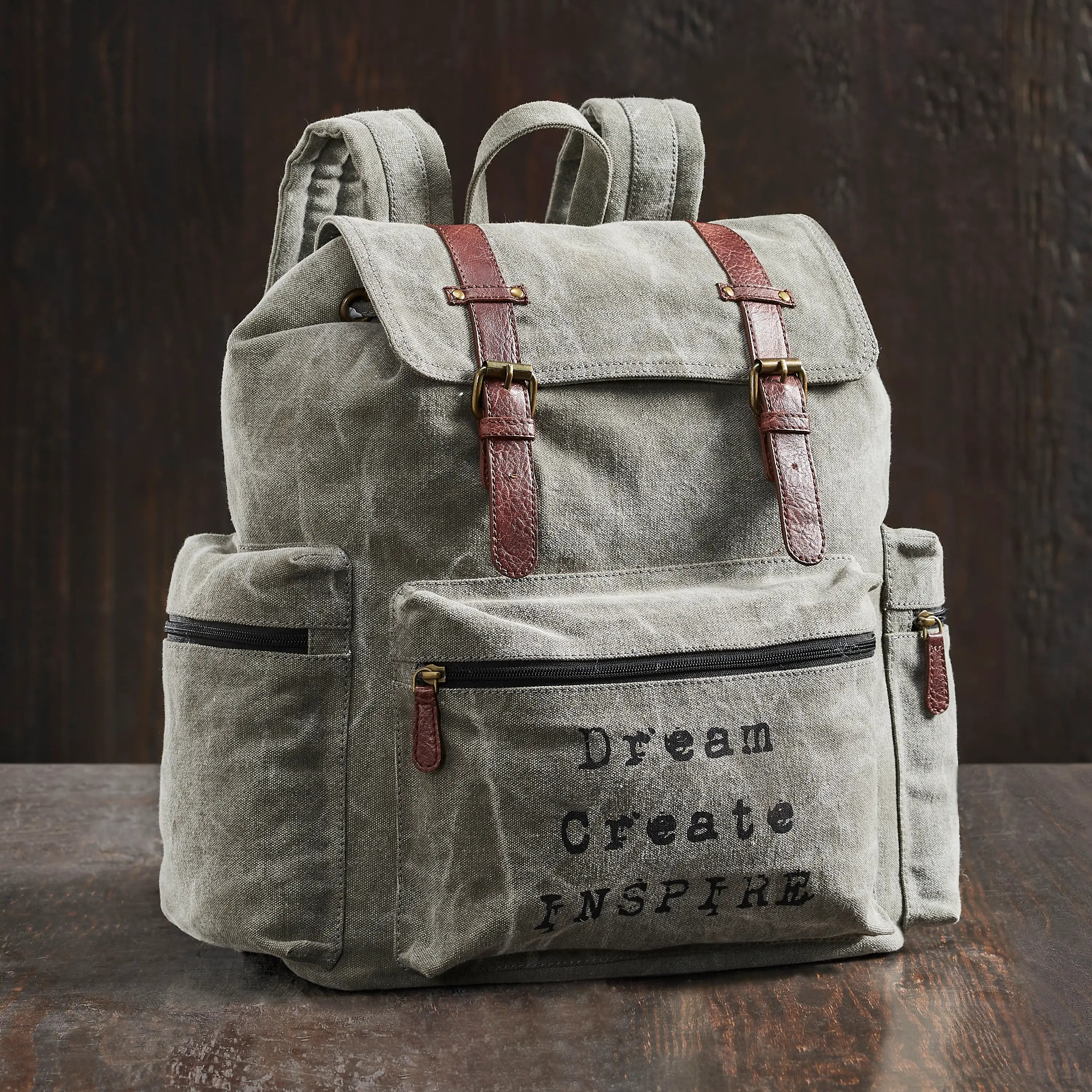 Inspire Canvas Backpack w/Leather Straps Fashionable Crossbody Bags At Special Offers Inspire Canvas Backpack w/Leather Straps Fashionable Crossbody Bags At Special Offers