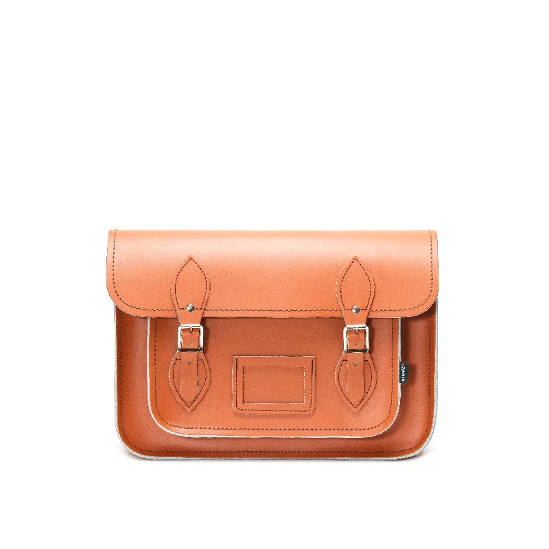Handmade Leather Satchel - Burnt Orange Shoulder Bags, Best Deals Today