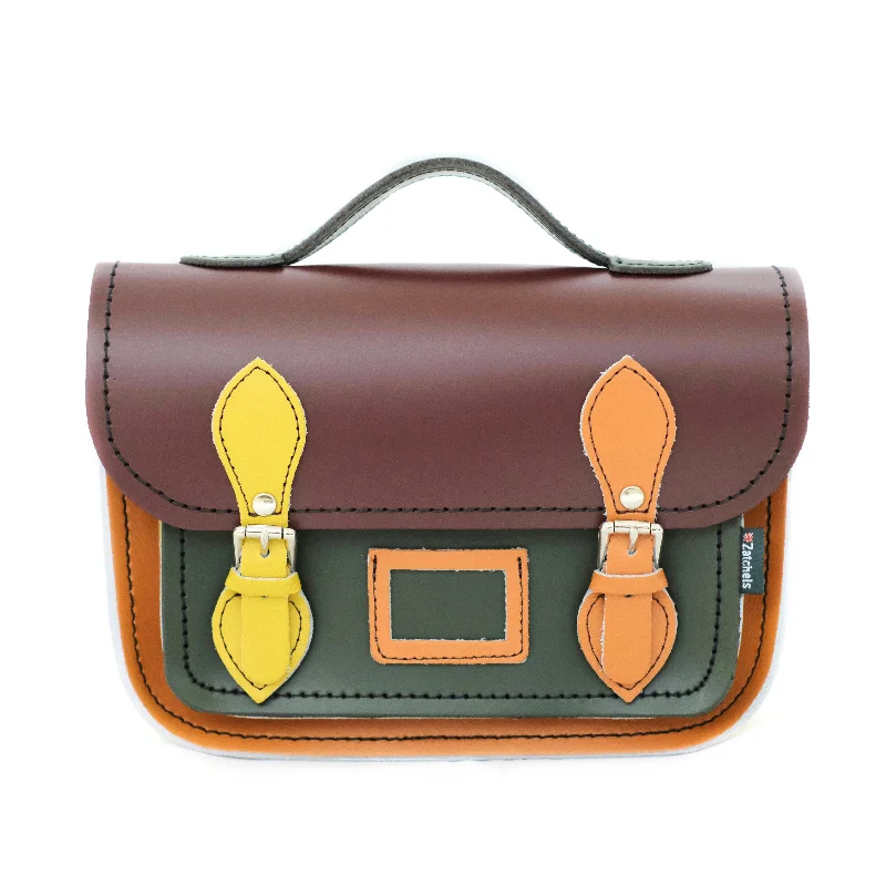 Leather Midi Satchel - Autumnal Kaleidoscope Best Deals On Premium Handbags