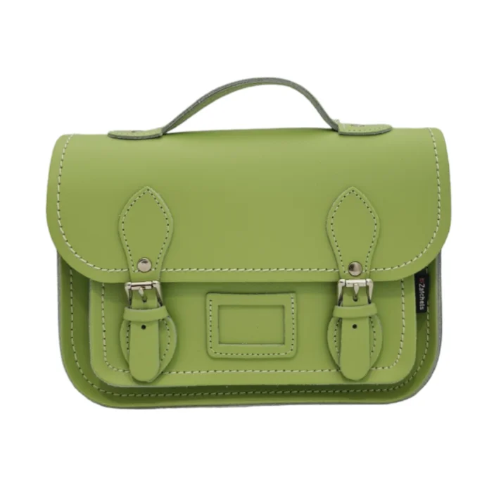Leather Midi Satchel - Grass Green Designer-Inspired Bags At Reduced Prices