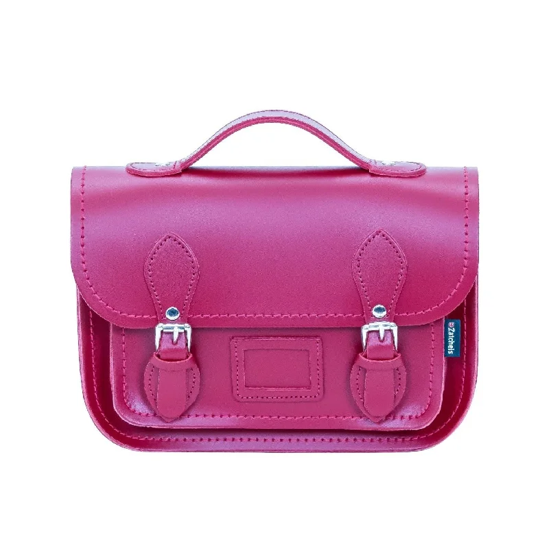 Leather Midi Satchel - Magenta Trendy Purses At Unbeatable Discounts