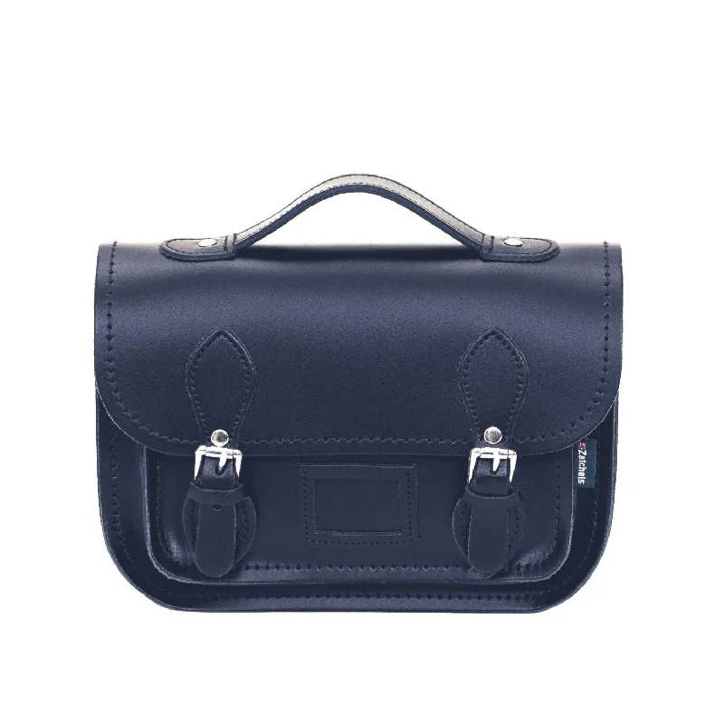 Leather Midi Satchel - Navy Fashionable Handbags, Limited-Time Deals