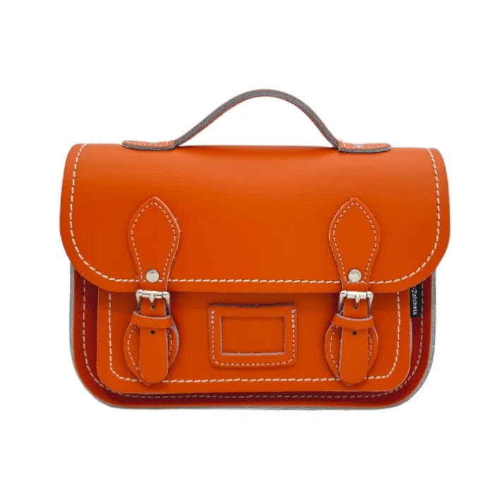 Leather Midi Satchel - Orange Exclusive Discounts On Stylish Handbags