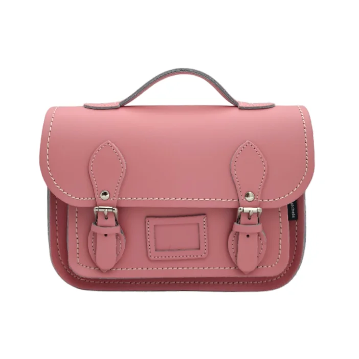 Leather Midi Satchel - Pastel Pink Chic Shoulder Bags At Promotional Rates