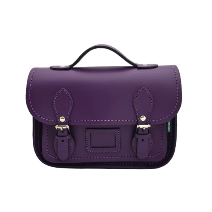 Leather Midi Satchel - Purple Grab Your Favorite Handbags At Discounted Prices