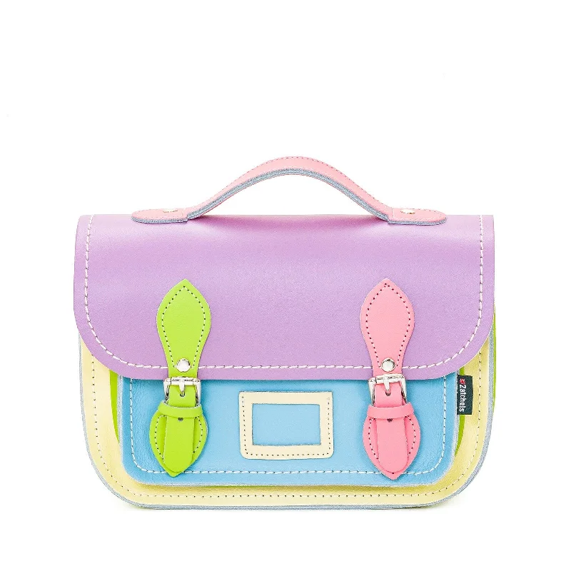Leather Midi Satchel - Pastel Kaleidoscope Trendy Handbags, Limited-Time Sale