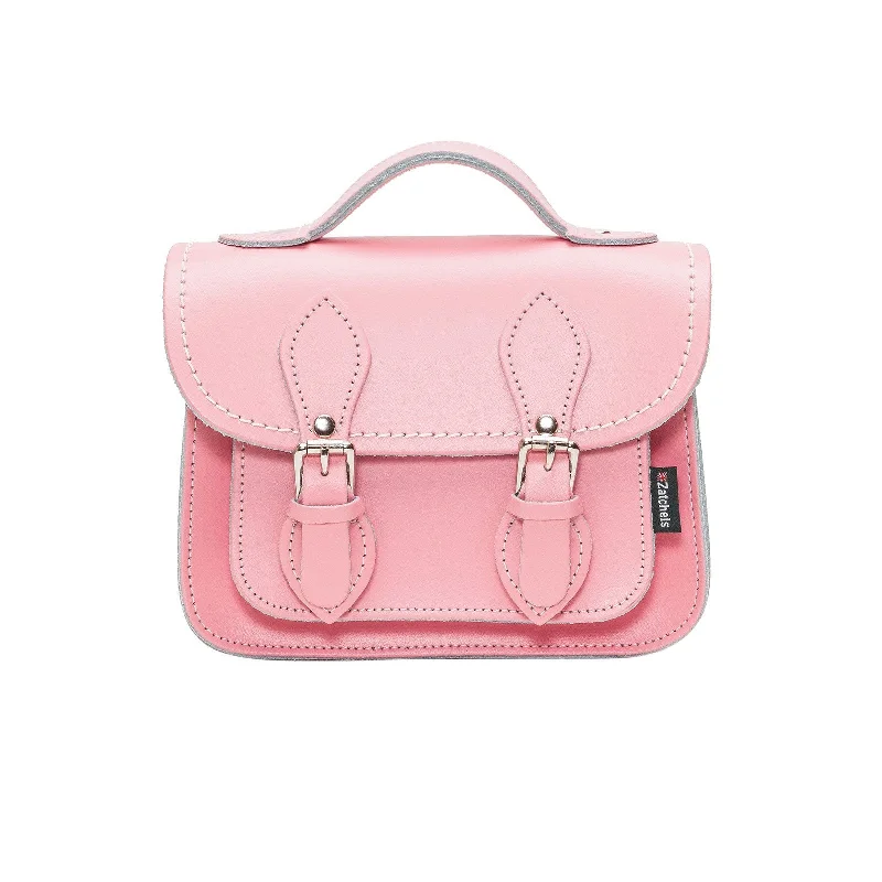 Handmade Leather Micro Satchel - Pastel Pink Designer Bags At Low Prices