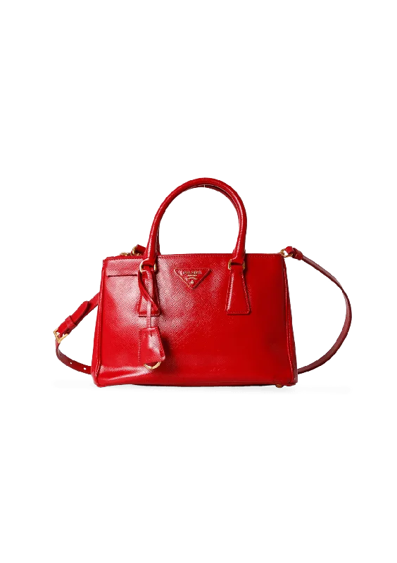 SMALL SAFFIANO LUX DOUBLE ZIP GALLERIA SATCHEL Trendy Bags, Huge Savings