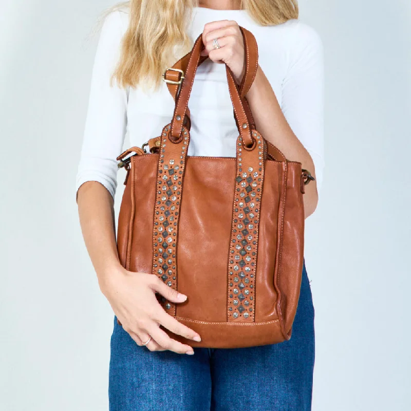 Studded leather vintage tote bag wholesale Stylish Totes, Special Discounts