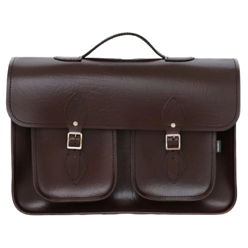 Twin Pocket Executive Handmade Leather Satchel - Marsala Red Chic Bags, Shop Now & Save