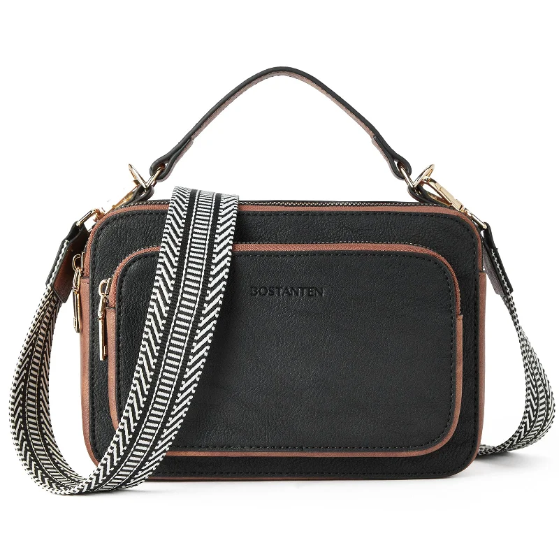 Luxury Bags On Sale BOSTANTEN Crossbody Bags for Women Trendy Vegan Leather Purses Top Handle Shoulder Handbags with Wide Strap Trendy Handbags At Limited-Time Discounts
