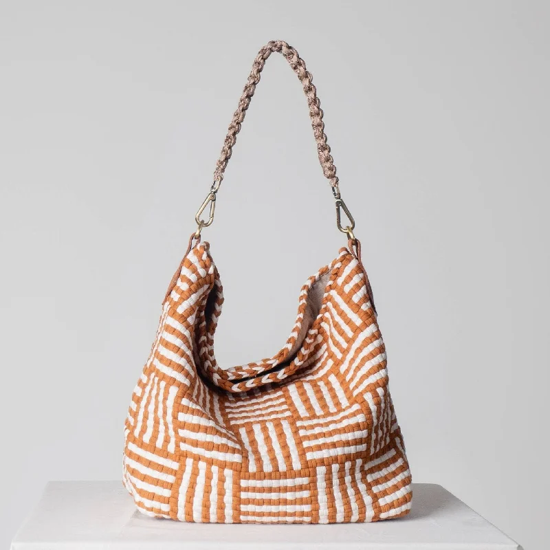 Flirty Fashion Discounts [Ready Today] Buslo Snap Mat Pattern Tan & Beige Trendy Totes, Shop & Save
