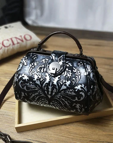 Luxury Bags On Sale Handamde Womens Black Leather Doctor Handbag Purses Floral Black Doctor Crossbody Purse for Women Luxury Totes, Affordable Prices Luxury Bags On Sale Handamde Womens Black Leather Doctor Handbag Purses Floral Black Doctor Crossbody Purse for Women Luxury Totes, Affordable Prices