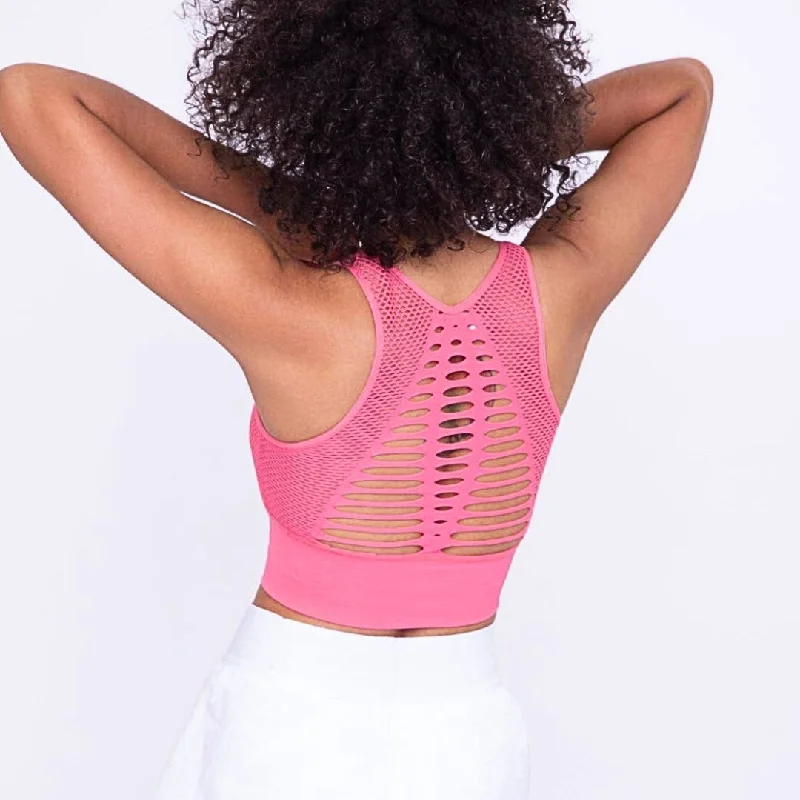 Laser Cut Sports Bra Bubblegum