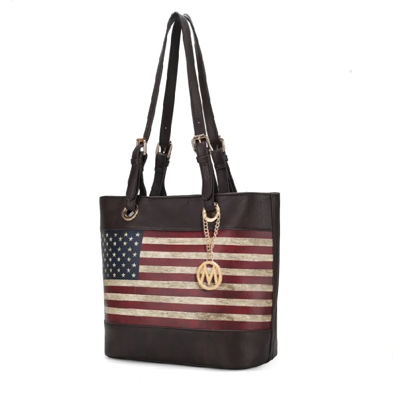 Contemporary Chic Promotions Vera Vegan Leather Patriotic Flag Pattern Women’s Tote Bag Luxury Bags, Budget Prices Contemporary Chic Promotions Vera Vegan Leather Patriotic Flag Pattern Women’s Tote Bag Luxury Bags, Budget Prices