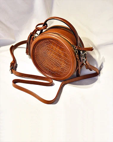 Classy Style Discounts Womens Brown Leather Round Crossbody Bag Crocodile Pattern Vintage Round Handbag Shoulder Bag for Women Trendy Bags, Huge Savings Classy Style Discounts Womens Brown Leather Round Crossbody Bag Crocodile Pattern Vintage Round Handbag Shoulder Bag for Women Trendy Bags, Huge Savings