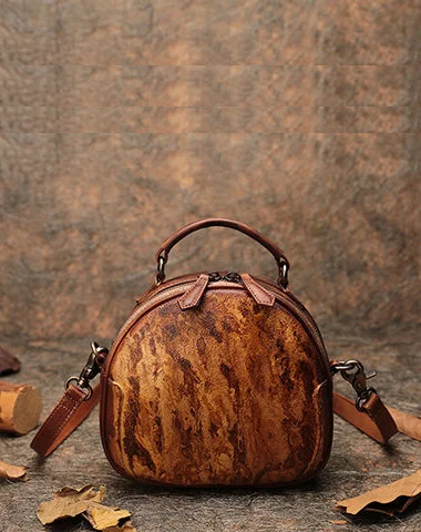 Womens Mix Brown Leather Round Handbag Purses Vintage Handmade Round Shoulder Bag Crossbody Handbag for Women Elegant Purses, Shop & Save Womens Mix Brown Leather Round Handbag Purses Vintage Handmade Round Shoulder Bag Crossbody Handbag for Women Elegant Purses, Shop & Save