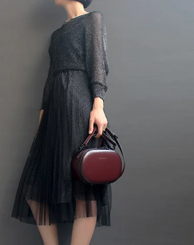 Womens Red Leather Small Round Handbag Purse Round Crossbody Bag Shoulder Bag for Women Luxury Totes, Affordable Prices Womens Red Leather Small Round Handbag Purse Round Crossbody Bag Shoulder Bag for Women Luxury Totes, Affordable Prices
